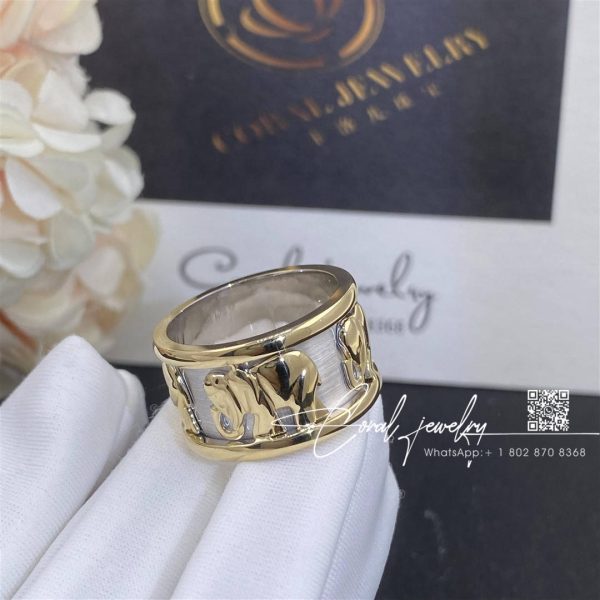 Cartier Walking Elephant Ring Set In 18k Yellow And White Gold (11)