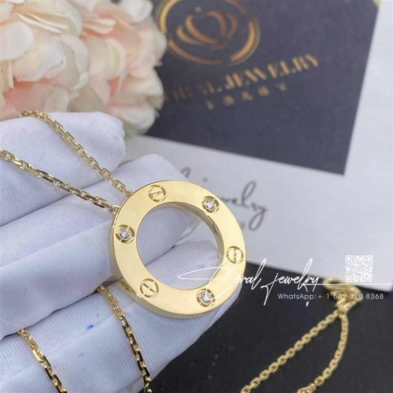 Cartier Love Necklace, 3 Diamonds Yellow Gold B7014500 (7)