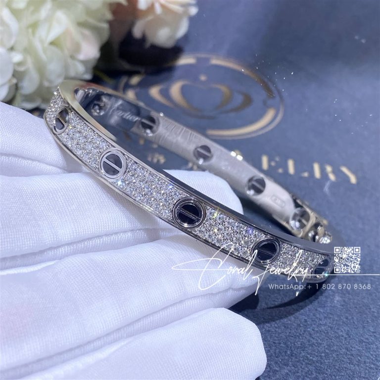 Cartier Love Bracelet, Diamond Paved, White Gold, Ceramic N6032417 (4)