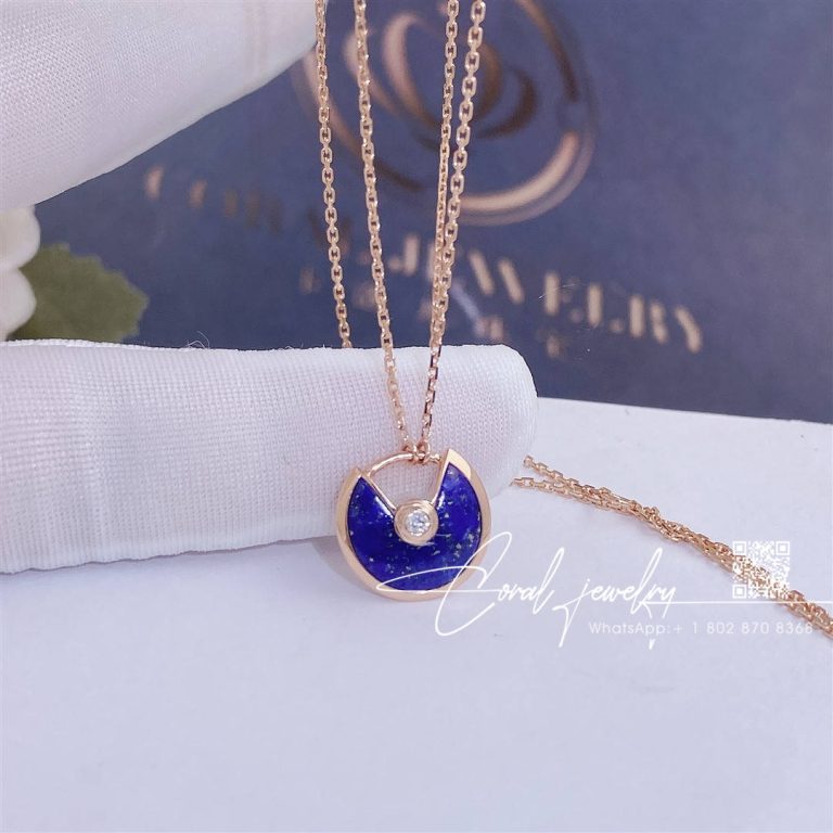 Cartier Amulette De Cartier Necklace, Xs Rose Gold, Lapis Lazuli, Diamond B3153108 (4)