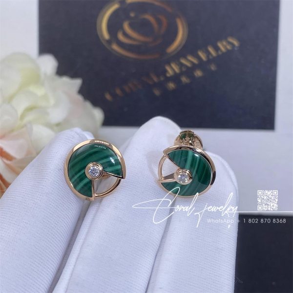 Cartier Amulette De Cartier Earrings, Xs Model Malachite Rose Gold B8301238 (5)