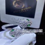 Bulgari Serpenti 18 Kt White Gold Bracelet Set With Emerald Eyes And Pavé Diamonds Ref. 356522 (5)