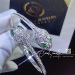 Bulgari Serpenti 18 Kt White Gold Bracelet Set With Emerald Eyes And Pavé Diamonds Ref. 356522 (7)