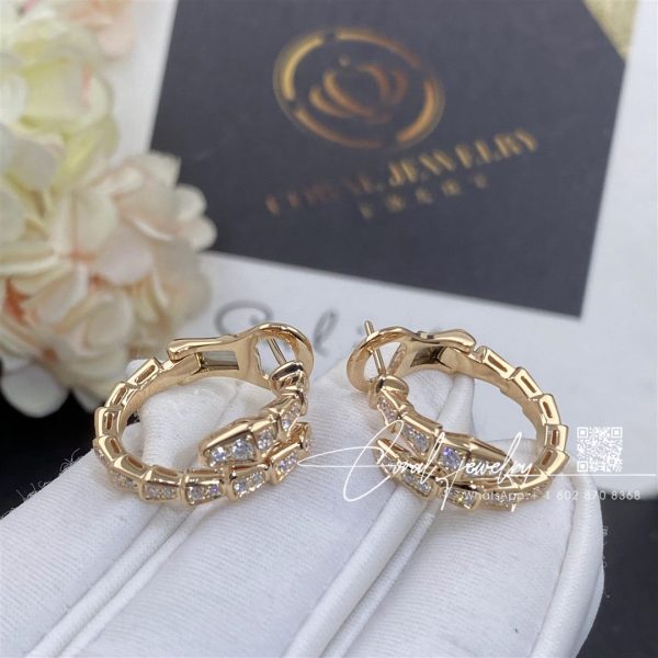 Bulgari Serpenti Viper 18 Kt Rose Gold Earrings Set With Pavé Diamonds Ref. 358361 (2)