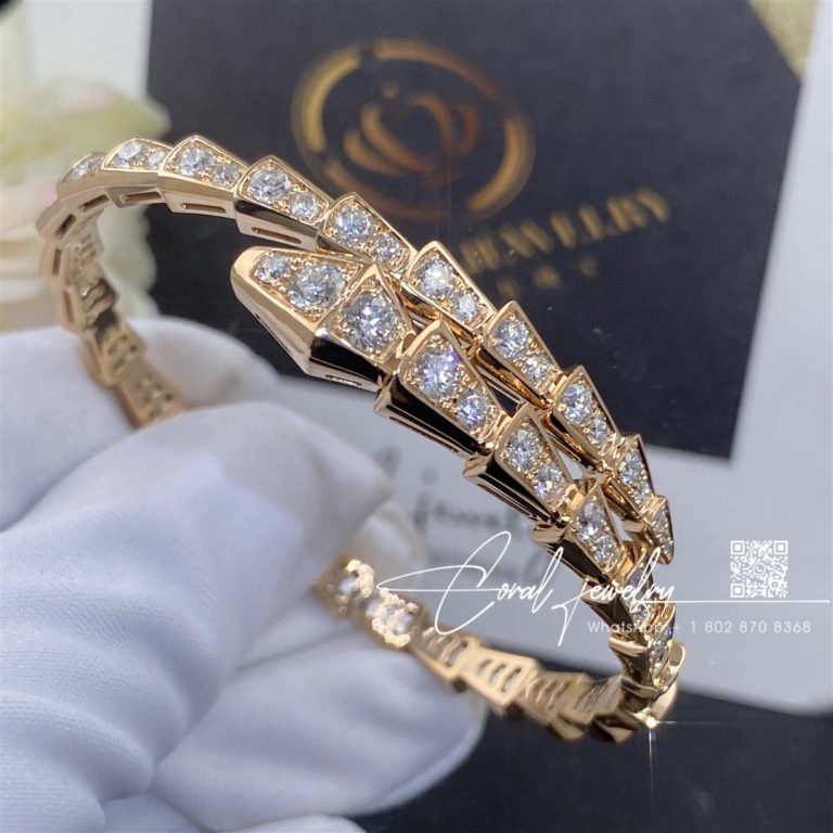 Bulgari Serpenti Viperone Coil Thin Bracelet In 18 Kt Rose Gold And Full Pavé Diamonds Ref. 353794 (3)