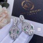 Bulgari Serpenti Earrings In 18 Kt White Gold, Set With Emerald Eyes And Full Pavé Diamonds Ref. 352756 (1)