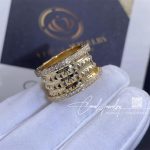 Bulgari B.zero1 Rock Four Band Ring In 18 Kt Yellow Gold With Studded Spiral And Pavé Diamonds On The Edges Ref. 357894 (4)