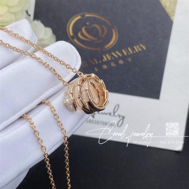 Bulgari Serpenti Viper Pendant Necklace In 18 Kt Rose Gold, Set With Demi Pavé Diamonds Ref. 357794 (6)