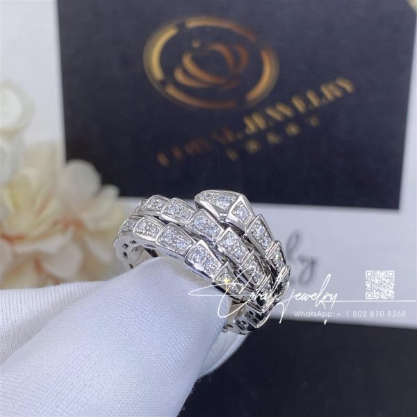 Bulgari Serpenti Viper Two Coil 18 Kt White Gold Ring, Set With Pavé Diamonds Ref. 357266 (1)