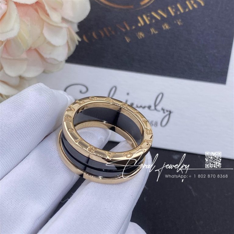 Bulgari B.zero1 Two Band Ring With Two 18 Kt Rose Gold Loops And A Black Ceramic Spiral Ref. 347042 (2)