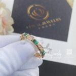 Bulgari Serpenti Viper 18 Kt Rose Gold Thin Ring Set With Malachite Elements And Pavé Diamonds Ref. 356758 (5)