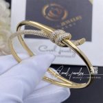 Tiffany Knot Double Row Hinged Bangle In Yellow Gold With Diamonds (5)