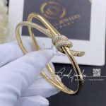 Tiffany Knot Double Row Hinged Bangle In Yellow Gold With Diamonds (6)