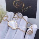 Chopard Happy Hearts 18k Rose Gold Mother Of Pearl & Diamond Charm Bracelet 857482 5031 (6)