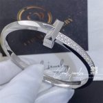 Tiffany T T1 Wide Diamond Hinged Bangle In 18k White Gold, Medium (2)