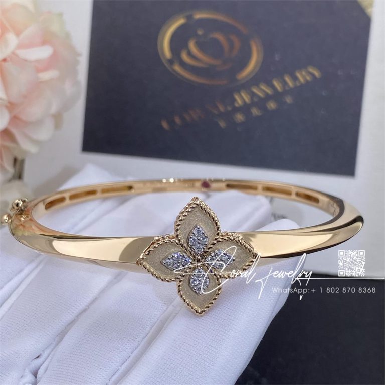 Roberto Coin Princess Flower Bangle Rose Gold With Diamonds (3)