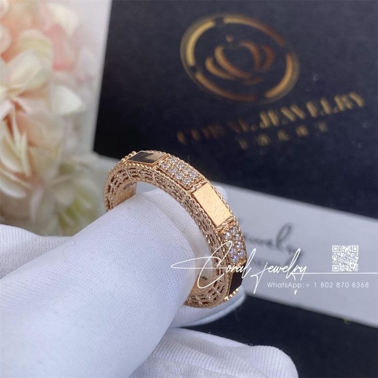 Roberto Coin 18k Rose Gold Mosaic Alternating Diamond Ring (4)