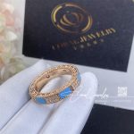 Roberto Coin 18k Rose Gold Mosaic Alternating Diamond & Turquoise Ring (1)