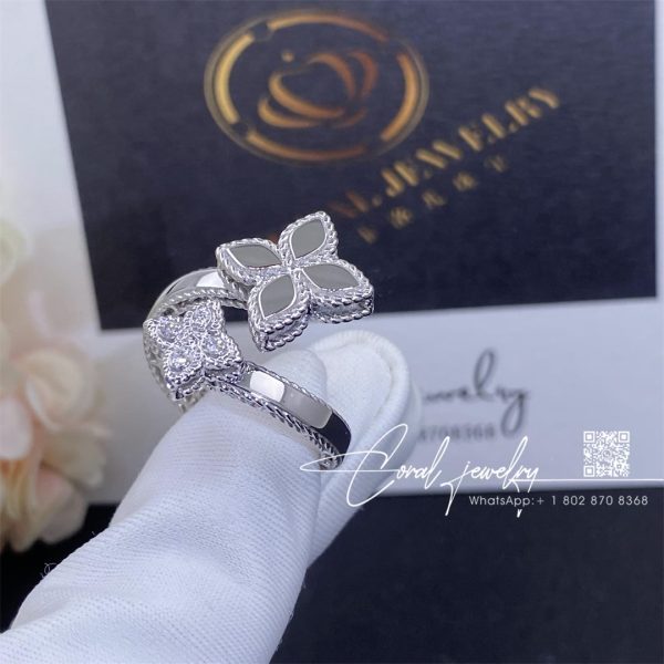 Roberto Coin Princess Flower White Gold Ring With Diamonds (3)