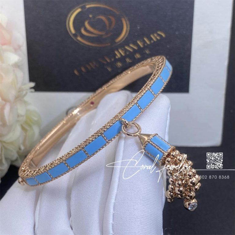 Roberto Coin Rose Gold Diamonds And Turquoise Art Deco Tassel Bangle (7)