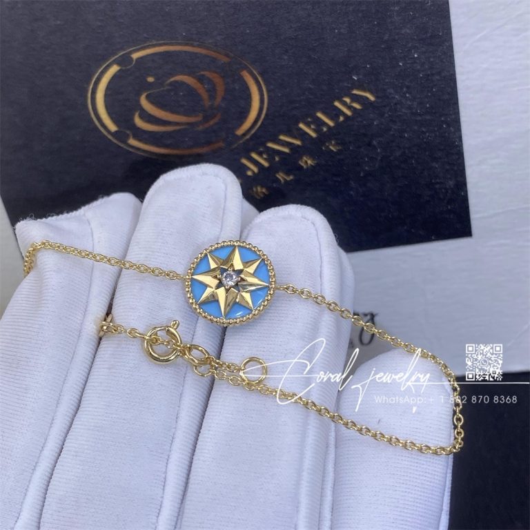 Dior Rose Des Vents Bracelet Yellow Gold, Diamond And Turquoise 12mm (2)