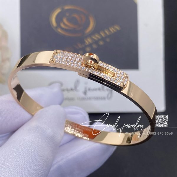 Hermès Kelly Bracelet In Rose Gold Set With Diamonds H110014b (6)