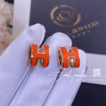 Hermes Rose Gold Lacquered Mini Pop H Earrings Orange (1)