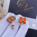 Hermes Rose Gold Lacquered Mini Pop H Earrings Orange (5)