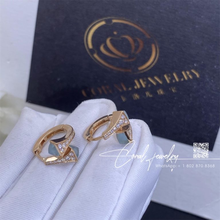 Marli Cleo Diamond Huggie Earrings In Rose Gold Sea Blue Chalcedony (3)