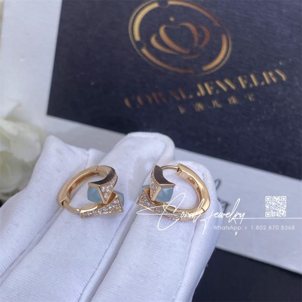 Marli Cleo Diamond Huggie Earrings In Rose Gold Sea Blue Chalcedony (4)