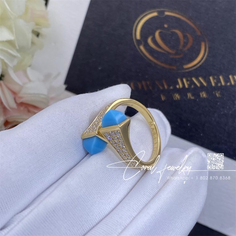 Marli Cleo Diamond Midi Ring In Yellow Gold Turquoise (5)