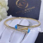 Marli Cleo Diamond Midi Slip On Bracelet In Yellow Gold Sea Turquoise (4)