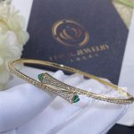 Marli Cleo Diamond Slim Slip On Bracelet In Yellow Gold Green Agate (3)