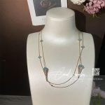 Marli Cleo Long Chain Necklace In Rose Gold Sea Blue Chalcedony (6)