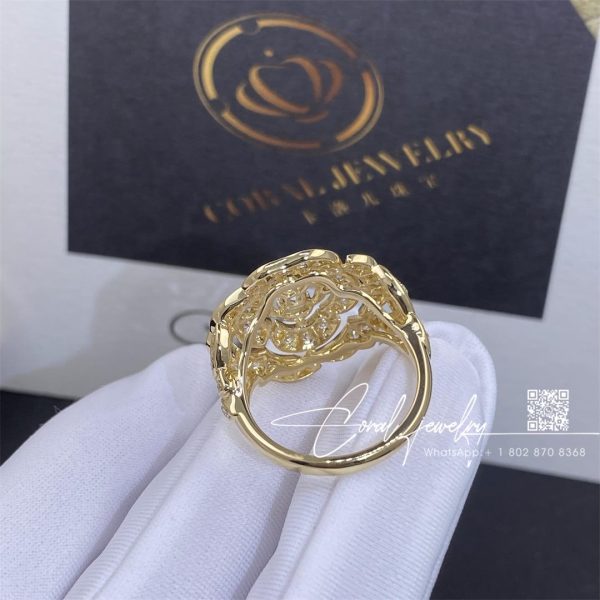 Chanel Bouton De Camélia Ring 18k Yellow Gold, Diamonds J12121 (6)