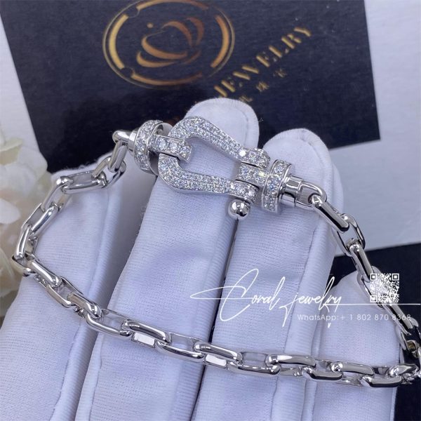 Fred Force 10 Bracelet 18k White Gold And Diamonds Large Model White Gold Chain (5)