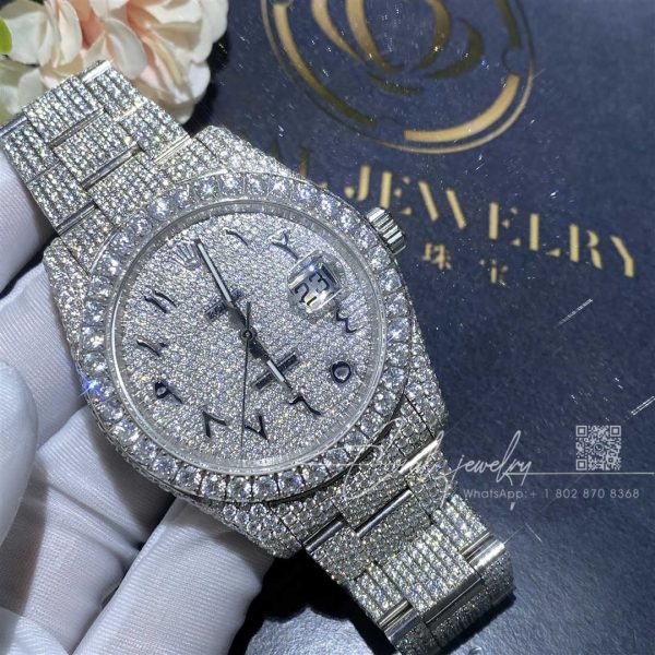 Rolex Datejust 41mm Moissanite Diamond Watch 22ct (2)