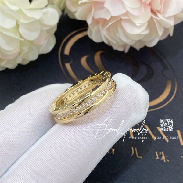 Bulgari B.zero1 One Band Ring In 18 Kt Yellow Gold, Set With Pavé Diamonds On The Spiral Ref. 342880 (5)