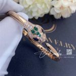 Bulgari Serpenti 18 Kt Rose Gold Bracelet Set With Blue Sapphire Eyes, Malachite Elements And Pavé Diamonds Ref. 356204 (4)