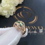 Bulgari Serpenti 18 Kt Rose Gold Ring Set With Blue Sapphire Eyes, Malachite Elements And Pavé Diamonds Ref. 356207 (1)