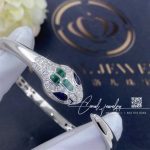 Bulgari Serpenti 18 Kt White Gold Bracelet Set With Blue Sapphire Eyes, Malachite Elements And Pavé Diamonds (5)