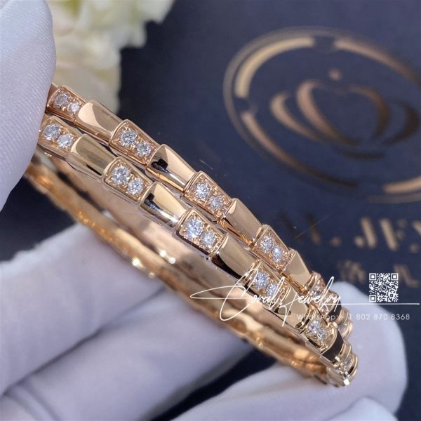 Bulgari Serpenti Viper 18 Kt Rose Gold Bracelet Set With Demi Pavé Diamonds Ref. 355043 (2)