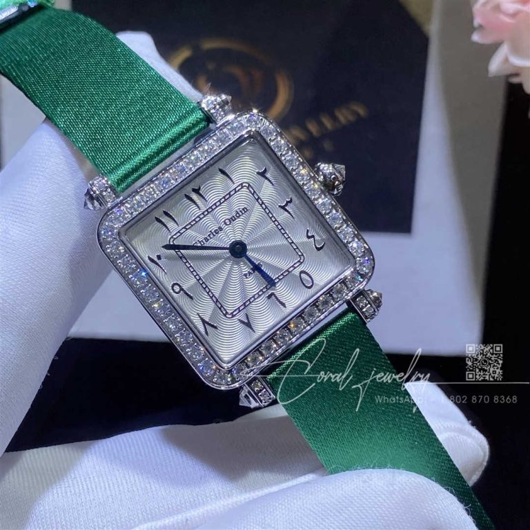 Charles Oudin Pansy Retro 24mm Watch Arabic Style Green Straps (6)