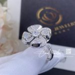 Bulgari Fiorever 18 Kt White Gold Ring Set With A Central Diamond And Pavé Diamonds Ref. 354511 (7)