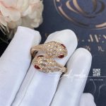 Bulgari Serpenti Seduttori 18 Kt Rose Gold Double Head Ring Set With Rubellite Eyes And Pavé Diamonds Ref. 358090 (4)