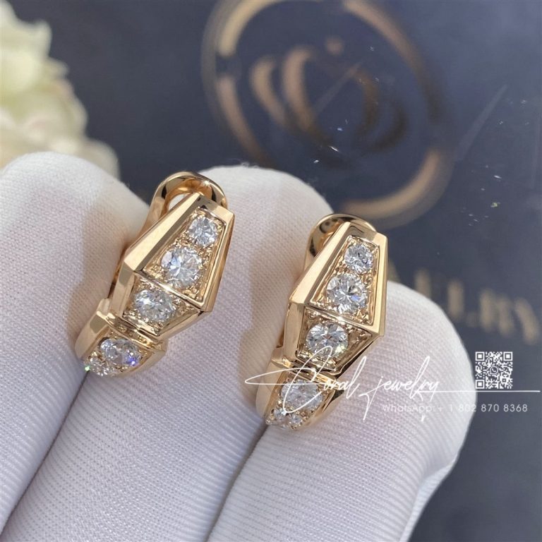 Bulgari Serpenti Earrings In 18 Kt Rose Gold, Set With Full Pavé Diamonds 354035 Or858109 (1)