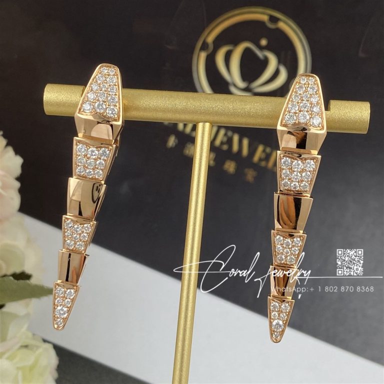 Bulgari Serpenti Rose Gold Partial Diamond Pave Drop Earrings (7)