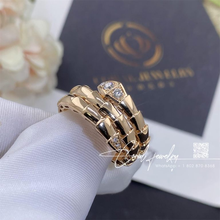 Bulgari Serpenti Viper Two Coil 18 Kt Rose Gold Ring Set With Pavé Diamonds On The Head And Tail (1)