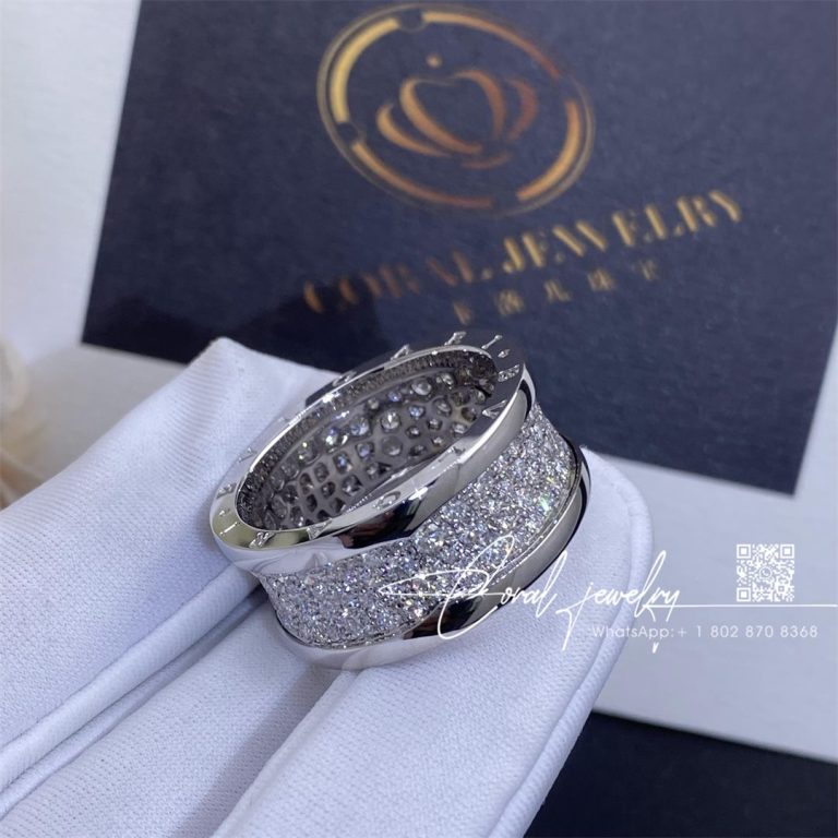 Bulgari B.zero1 Ring In 18 Kt White Gold Set With Pavé Diamonds On The Spiral Ref. 345592 (2)