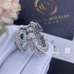 Bulgari Serpenti 18 Kt White Gold Ring Set With Pavé Diamonds And Two Emerald Eyes Ref. 354697 (2)